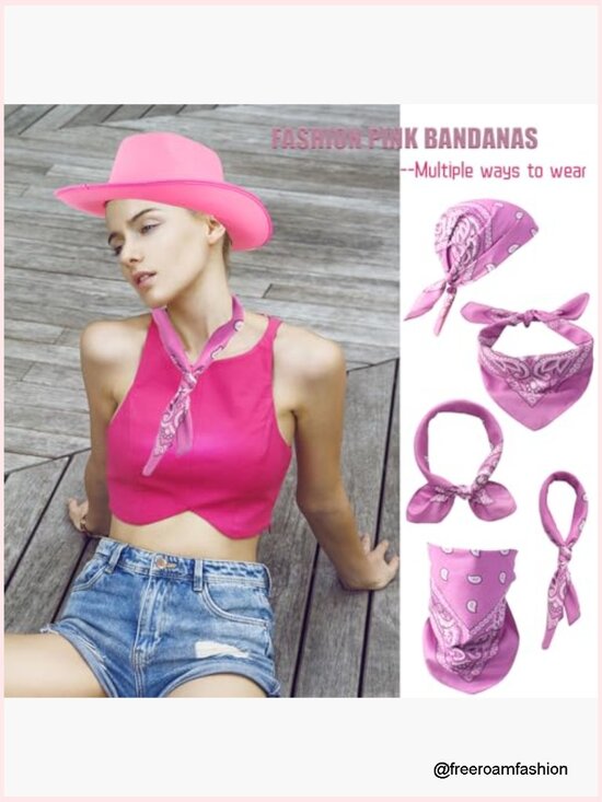 3x Pink Cowgirl Hats with Bandanas & Heart Sunglasses, Adult Felt Hat Set main image 7